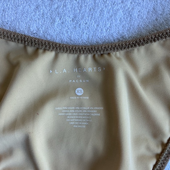 LA Hearts by PacSun Gold California Lurex Sporty Bikini Bottom - Picture 12 of 13